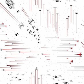 Papel de Parede Naves Espaciais Vermelho e Preto + Cola 0950