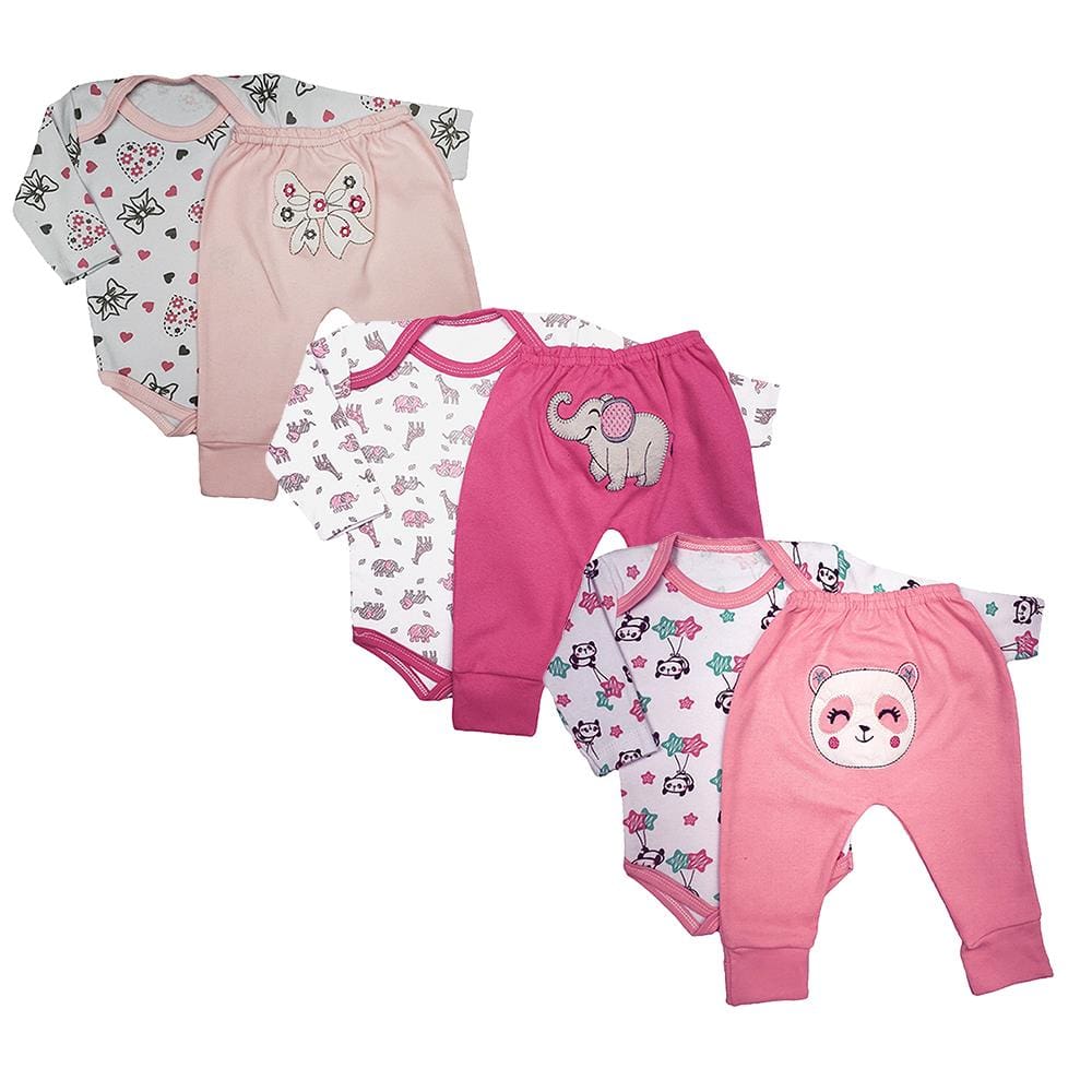 Kit 2 Peças Roupa Bebê Conjunto Body e Mijão Bumbum Bordado