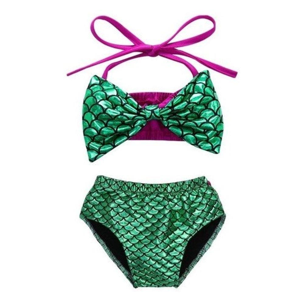 Biquini Infantil Bebê Menina Sereia Verde Frente Única Praia
