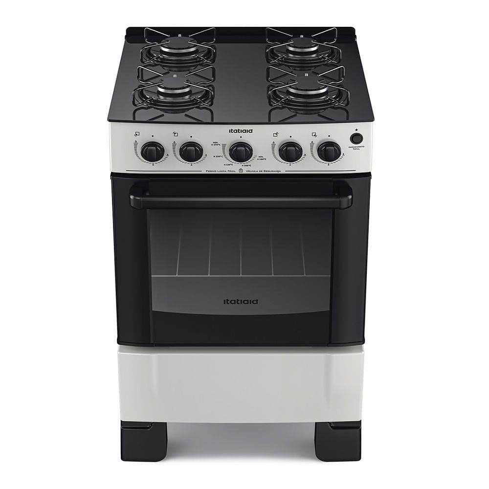 Fogão de Piso Itatiaia Essencial 4 Bocas Mesa de Vidro Branco – Bivolt - Bivolt