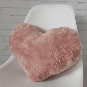 Almofada de Coração Pelúcia Pelo Curto Rose Para Decoração