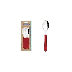 Conjunto 12 Colheres Leme Vermelho Tramontina Aço Inox