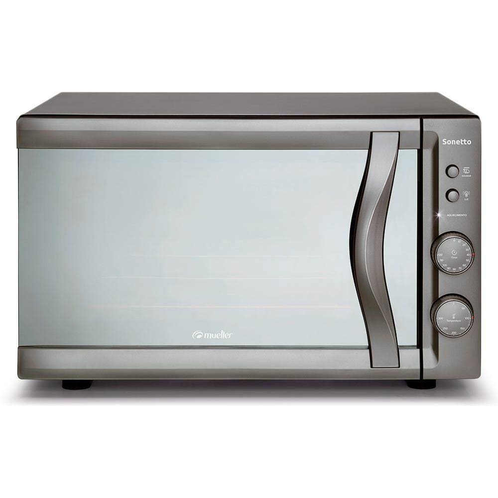 Forno Elétrico de Bancada Sonetto Vidro Espelhado 44L 127V Cinza