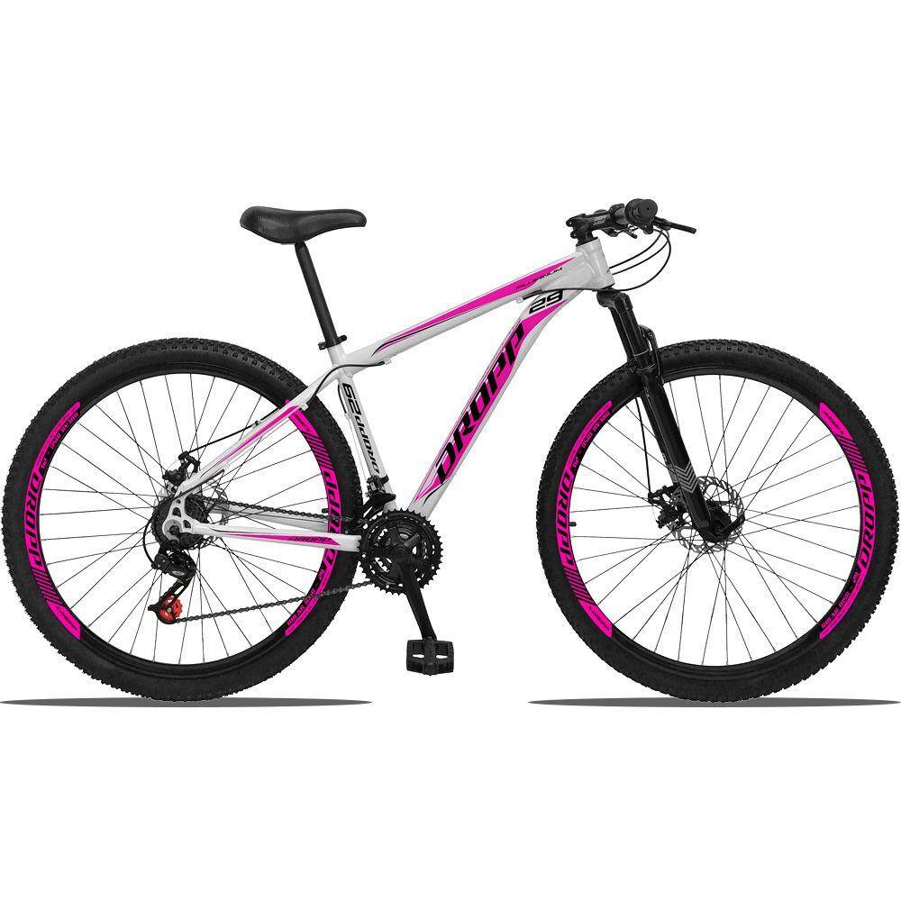 Bicicleta Aro 29 Dropp Aluminum 21v Freio a Disco Branco e Rosa | Casas  Bahia