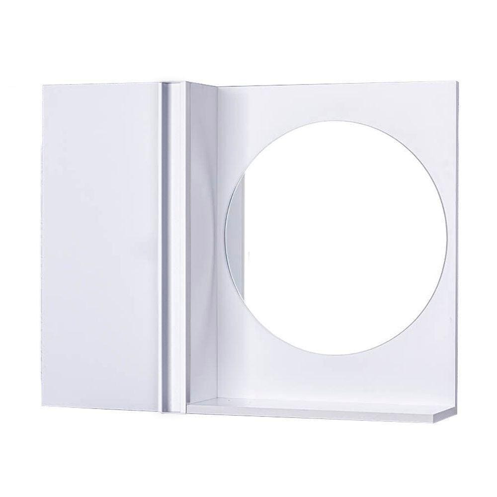 Armário Banheiro com Espelho Redondo Branco Barra Vertical