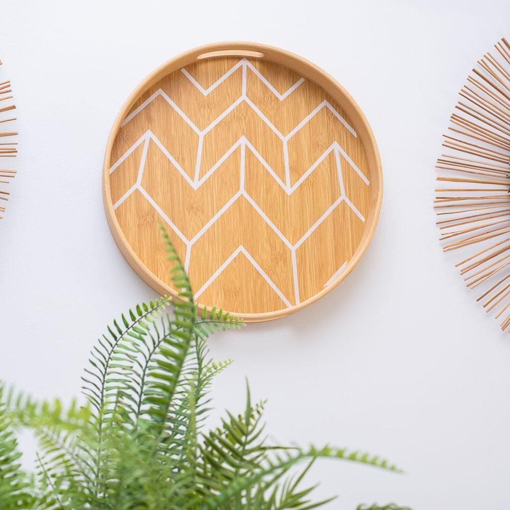 Bandeja Em Bambu Redonda 35Cm Oikos