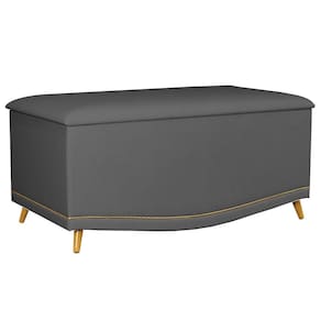 Calçadeira Baú Solteiro 90cm Imperial J02 Suede Chumbo - Mpozenato
