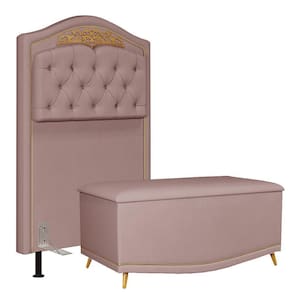 Cabeceira Cama Box Solteiro 90cm Com Calçadeira Baú Imperial J02 Suede Rosê - Mpozenato