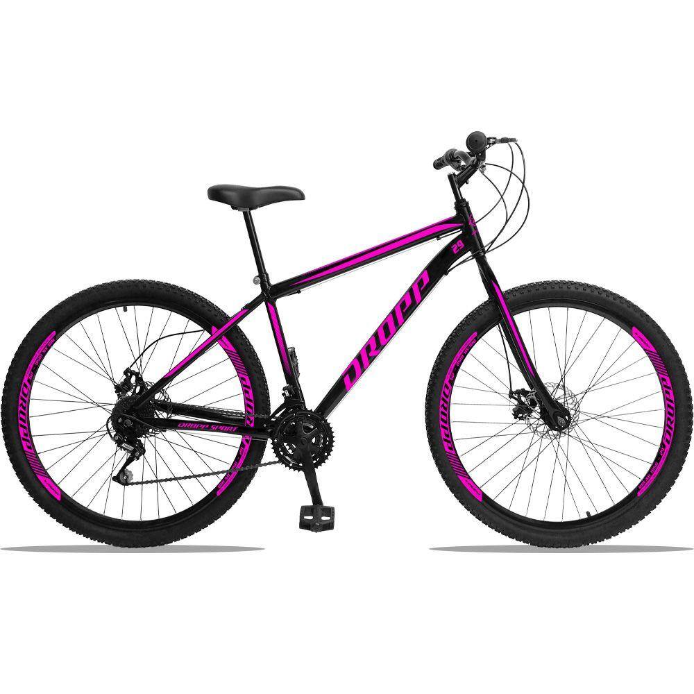 Bicicleta Aro 29 Dropp Sport Aço 21v Freio a Disco Preto e Rosa | Casas  Bahia