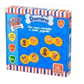 Brinquedo didático Dominó do Esquadrão Pet em madeira 28 pcs