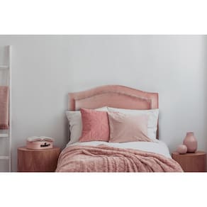 Cabeceira Solteiro Curva 90x90cm Veludo Rosê - Tachas Prata