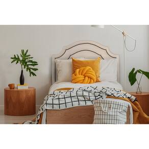 Cabeceira Solteiro Provençal Dupla 90x60 Cor Off White - Tachas Fumê