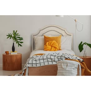 Cabeceira Solteiro Provençal Dupla 90x60 Suede Off White - Tachas Fumê