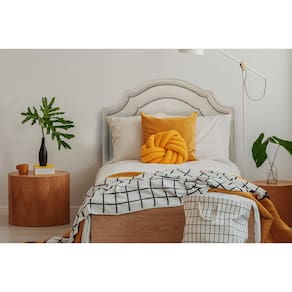 Cabeceira Solteiro Provençal Dupla 90x60 Suede Off White - Tachas Prata