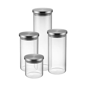 Conjunto 4 potes de vidro com tampa inox 41042357 - Electrolux