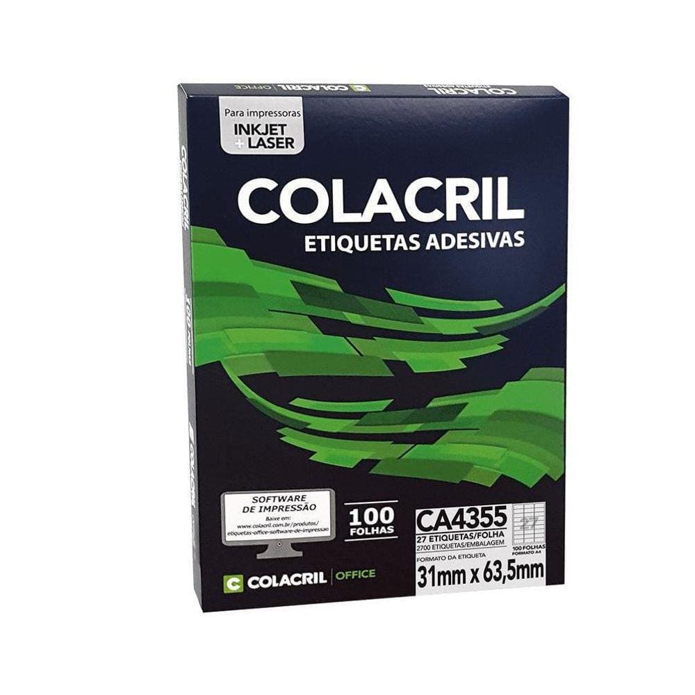 Etiqueta A4 31Mm X 63,5Mm 100 Folhas Ca4355 Colacril
