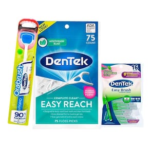 Kit Dentek Escova de Língua Orabrush + Fio Dental Easy Reach 75un + Escova Easy Brush Fino c/ 16un