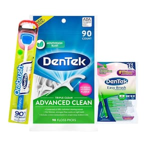 Kit Dentek Escova de Língua Orabrush + Fio Dental Triple Clean 90un + Escova Easy Brush Fino c/ 16un