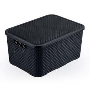 Organizadora Rattan Com Tampa 15Lts Preto 25593