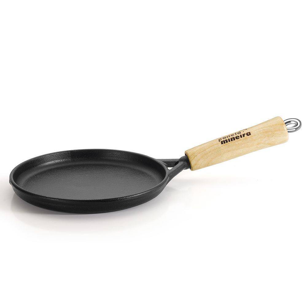 Chapa Frigideira Tapioca Panela Mineira Ferro Fundido 19 cm - Preto