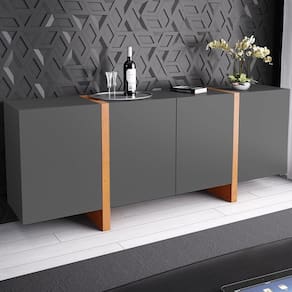 Buffet Barone 4 Portas 1 Gaveta Interna 180cm Laca Grafite