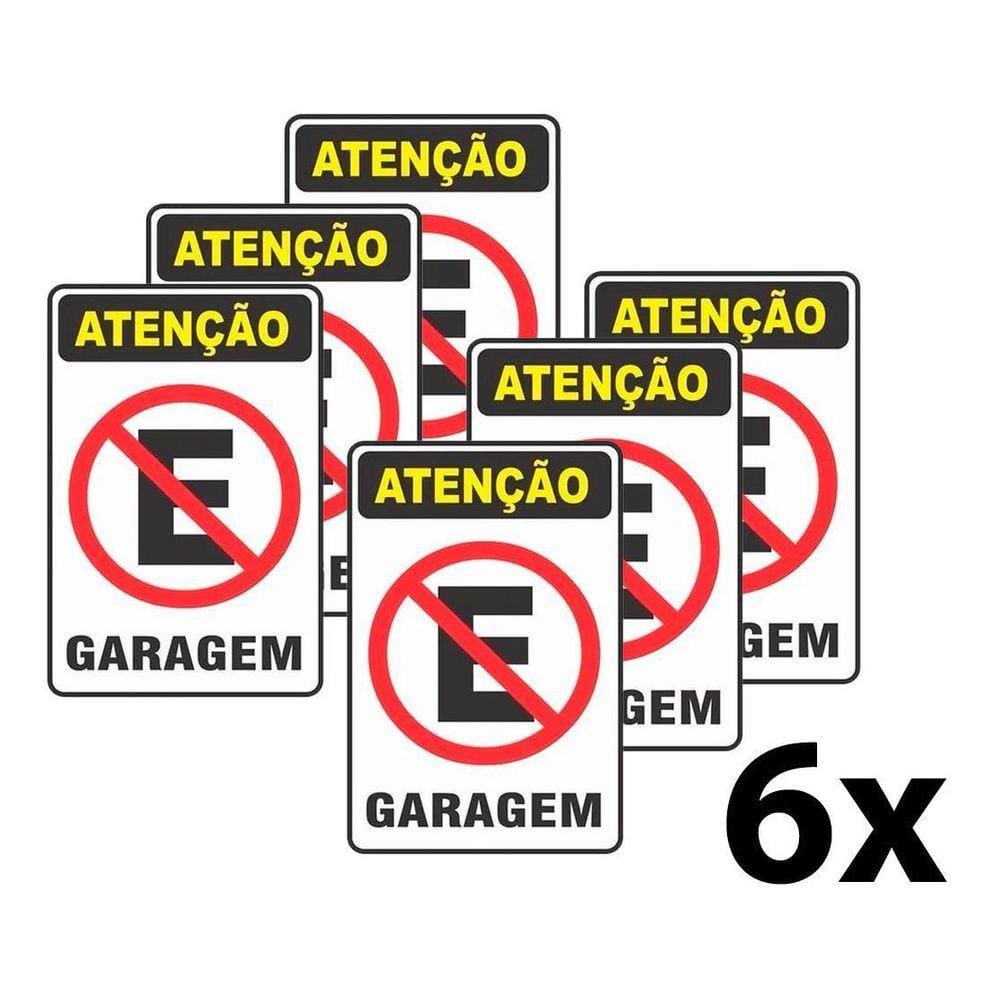 Placa Pvc Proibido Estacionar Garagem Auto-Adesiva 6 Uni
