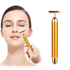 2 Massageador Anti Rugas Vibro Facial Ouro 24K Renovacao Pe