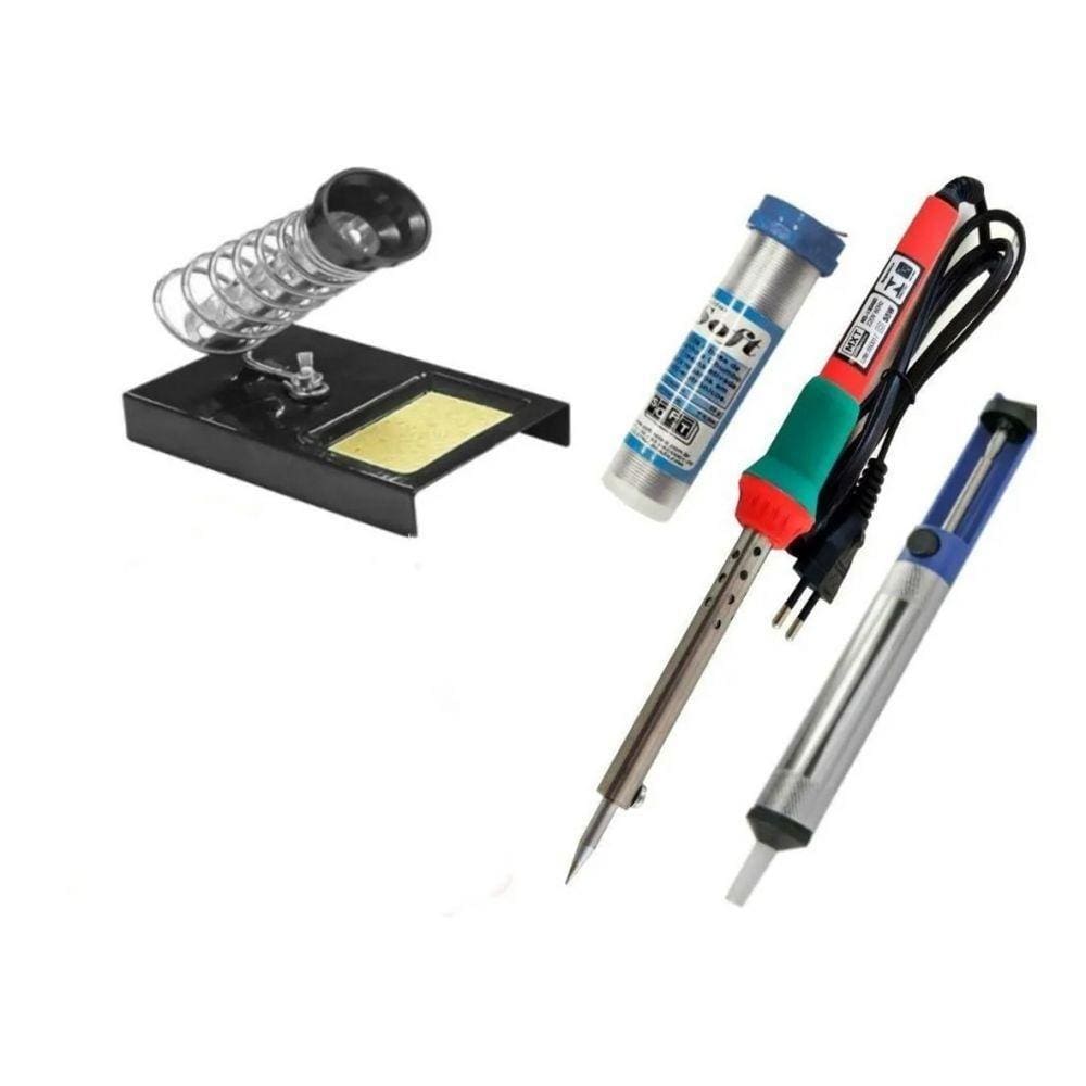 Solda Ferro + Suporte + Sugador + Solda Fio Tubete 127V 60w