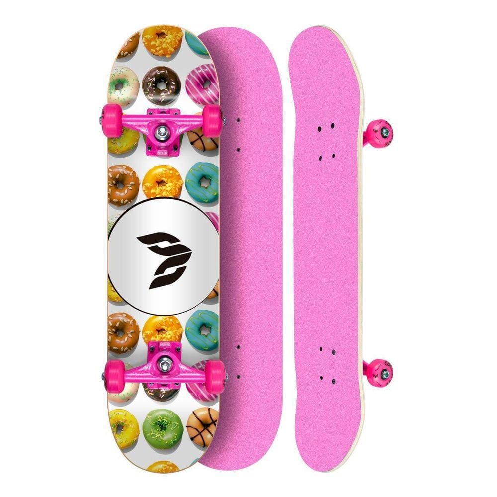 Skate Montado Profissional Cisco Feminino Dunuts - Truck/Roda/Lixa Rosa 8