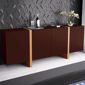 Buffet Barone 4 Portas e 1 Gaveta Interna 180cm Laca Tabaco