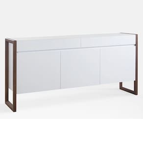 Buffet Quadro 3 Portas 2 Gavetas Largura 180cm Laca Branca