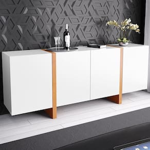 Buffet Barone 4 Portas 1 Gaveta Interna 160cm Laca Branca