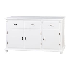 Balcão Buffet Antique 3 Portas e 2 Gavetas Laca Branca