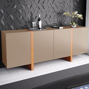 Buffet Barone 4 Portas e 1 Gaveta Interna 180cm Laca Avelã