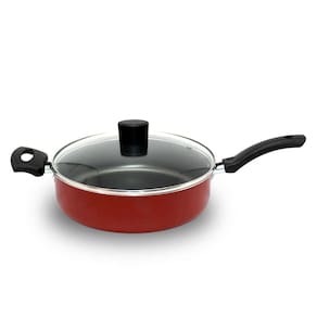 Frigideira Antiaderente Tampa De Vidro 24 Cm Vermelha