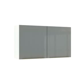Armário Aéreo Madesa Lux 120 cm 2 Portas - Branco/Cinza