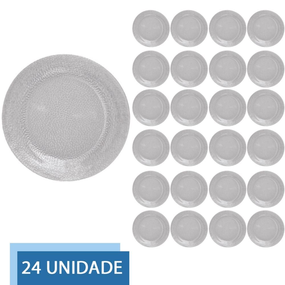 24 Pratos Redondos Fundo 22cm Acqua Refeição Transparente