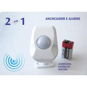 Anunciador de Presença C/ Alarme Ding-Dong Acompanha Bateria 9V