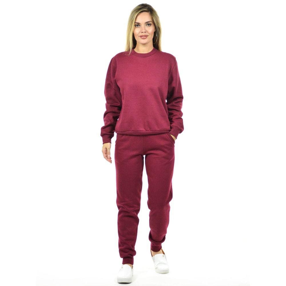 Conjunto moletom flanelado blusão básico e calça punho feminino