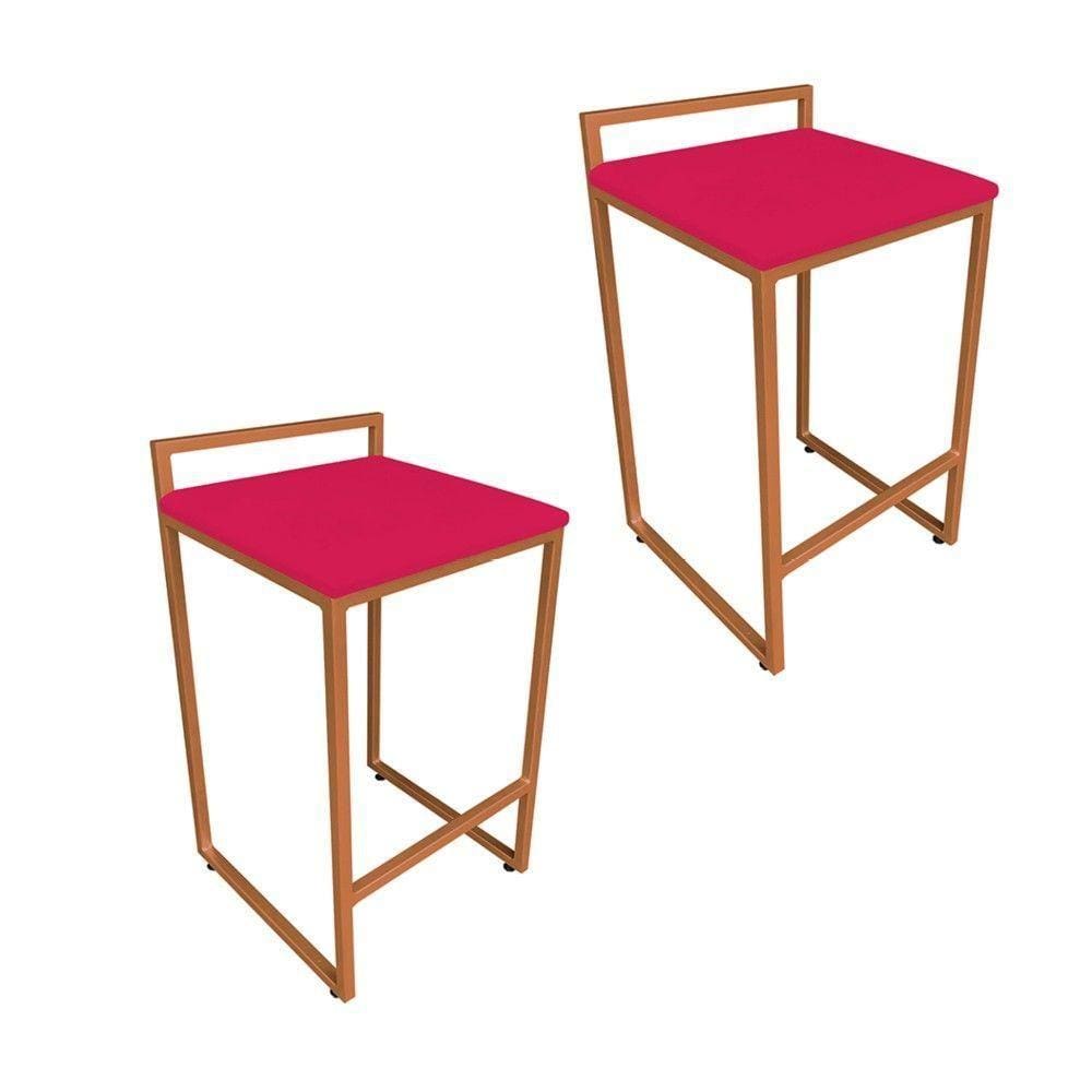 Conjunto 02 Banquetas Pietra Suede Vermelho