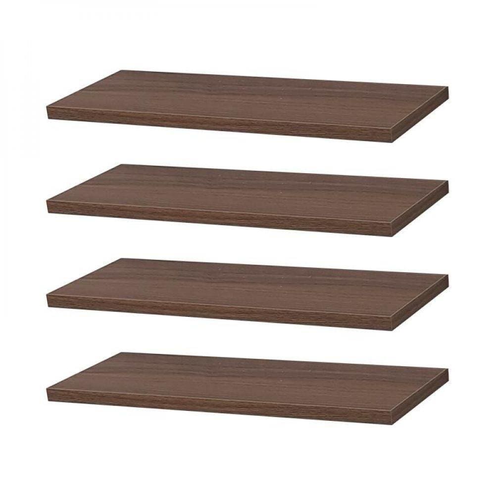 Kit 4 Prateleiras 30 x 15cm Nogal Suporte Invisível