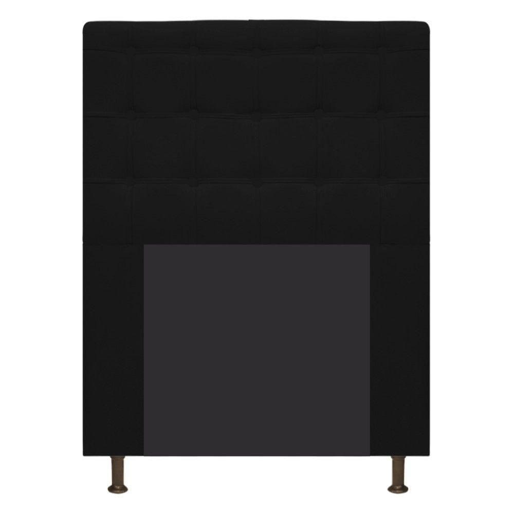 Cabeceira Estofada 90 Cm Solteiro Com Botonê Suede Preto