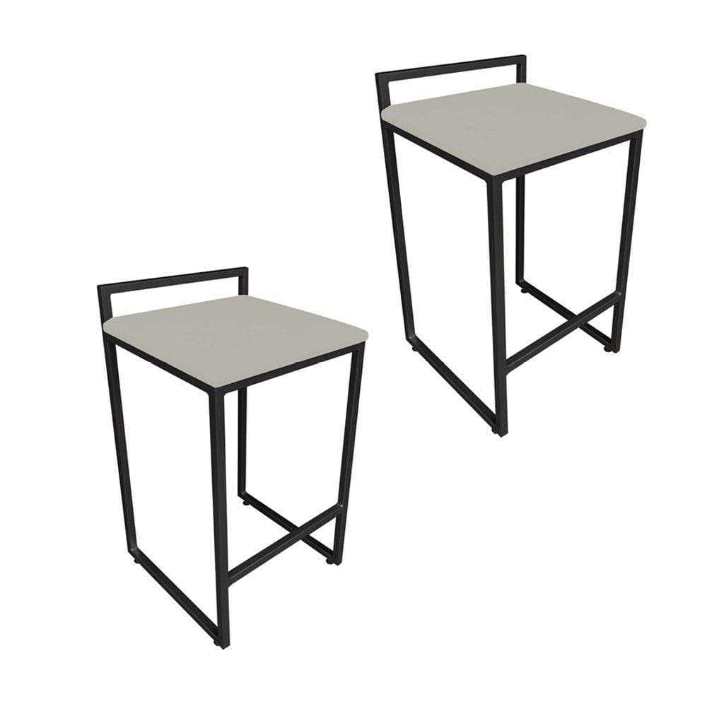 Conjunto 02 Banquetas Pietra Suede Marrom Rato Base Preto