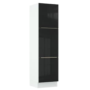 Paneleiro Madesa Lux 60 cm 3 Portas - Branco/Preto