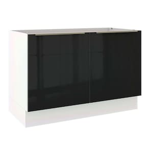 Balcão de Pia Madesa Lux 120 cm 2 Portas - Branco/Preto