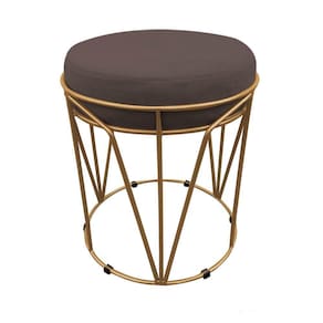 Puff Babu Suede Base Dourado D´rossi Marrom