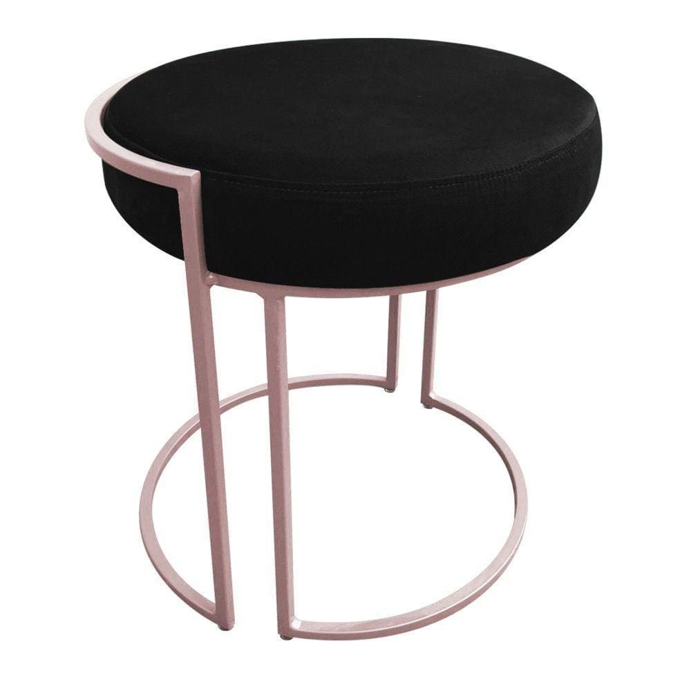 Puff Love Suede Base Rose D´rossi Preto