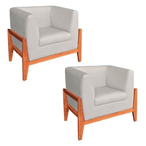 Kit 02 Poltronas Lucy Linho Bege A19 Castanho