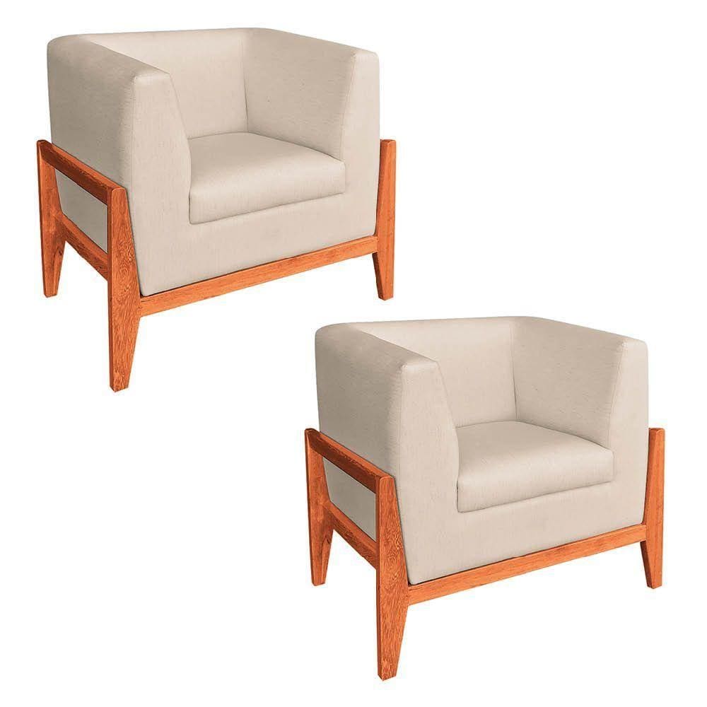 Kit 02 Poltronas Lucy Linho fino Bege A27