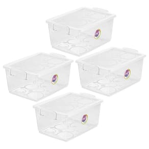 Kit 4 Caixa Organizadora Com Trava 7,5 L Cristal Ordene